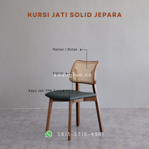 Kursi Makan Jati Rotan Lengkung